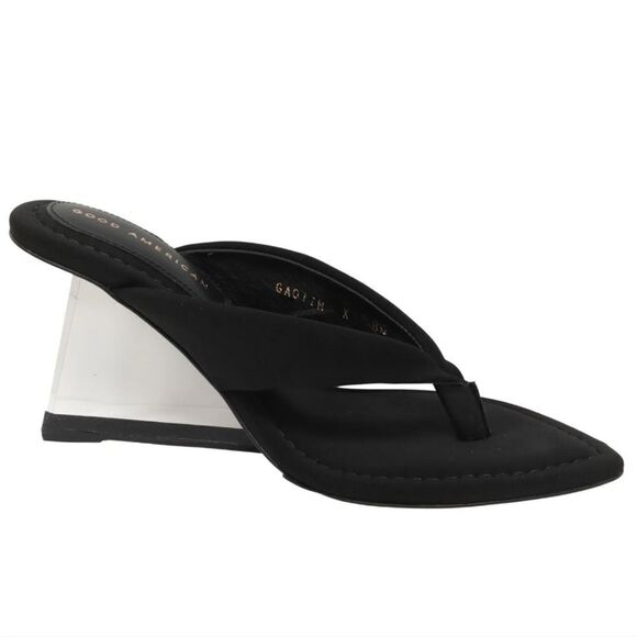 NIB Good American Neoprene Sandals Wedge Heel - Picture 6 of 16